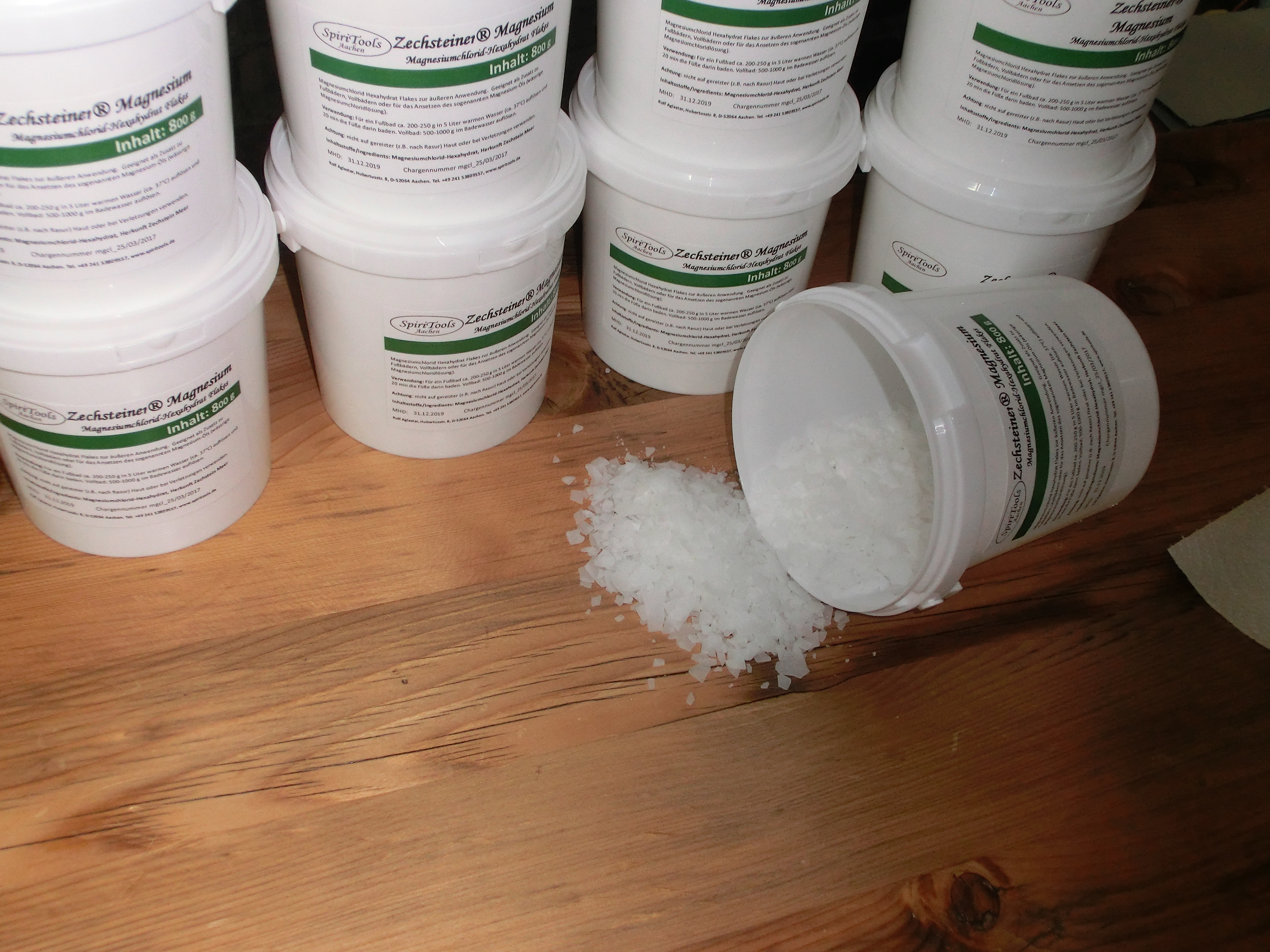 Zechstein Magnesium - Magnesiumchlorid Flakes Eimer mit 800g